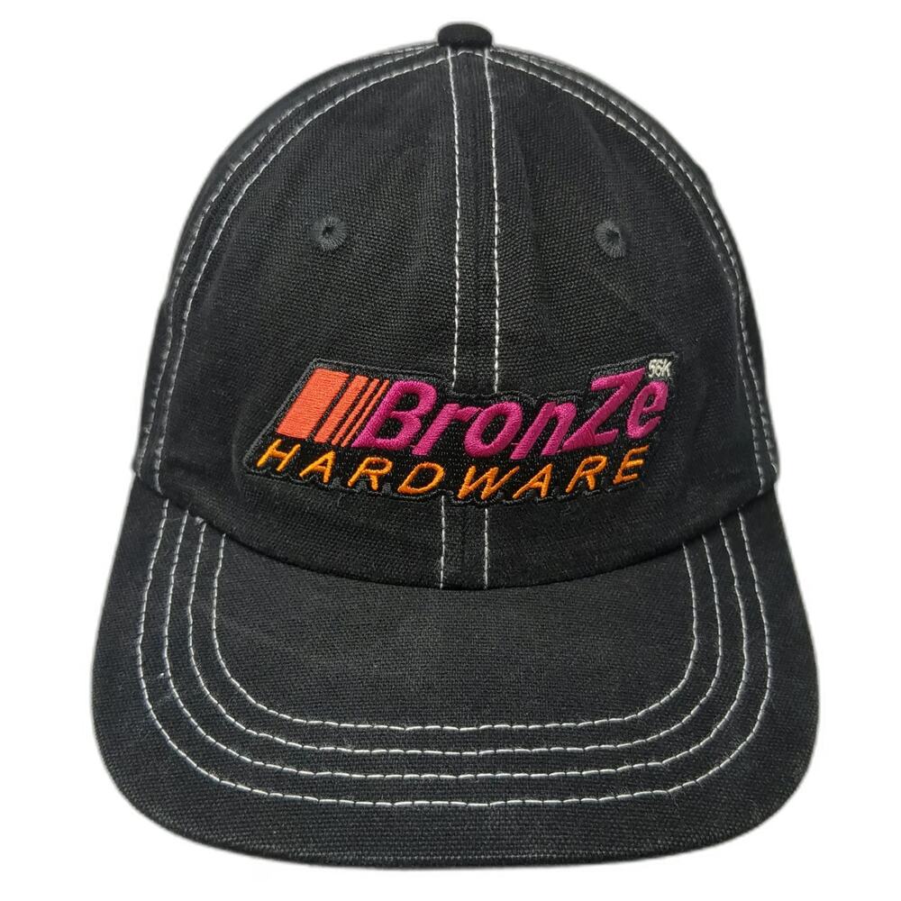 Bronze 56k Baseball Cap Black One Size Contrast Stitching Hardware Logo Hat